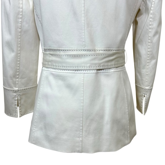 Lafayette 148 - Women’s Belted Blazer Jacket, 3/4 Sleeve, Zip-Up - White, Size 2 - Picture 11 of 17